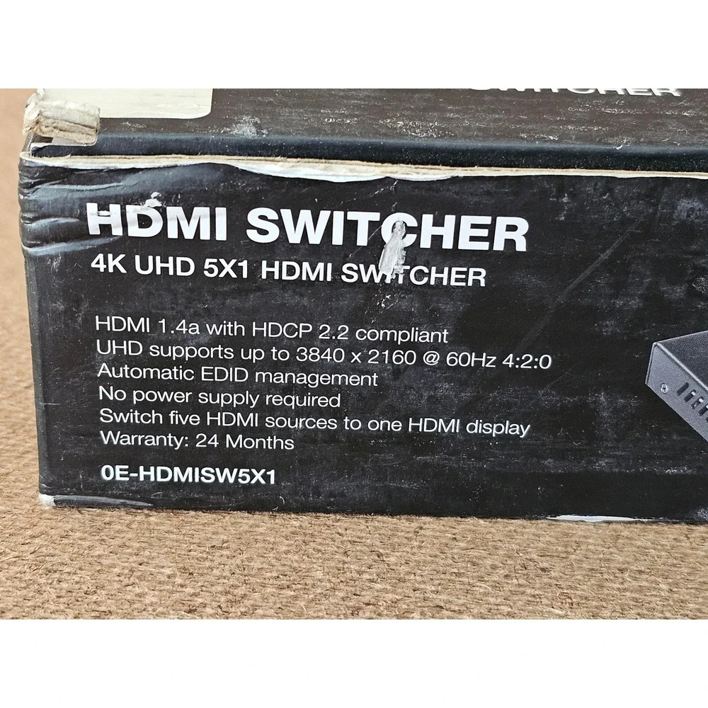 W Box‎ Technologies Avarro 0E-HDMISW5X1 5x1 HDMI Switcher 4K UHD New 3840 x 2160